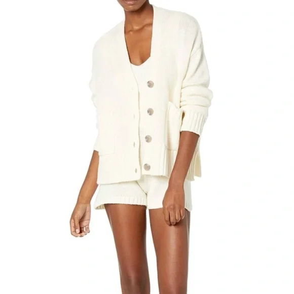 The Drop | Women’s Brigitte Cotton Whisper White Ivory Ribbed Knit Cardigan 2X - Picture 2 of 6